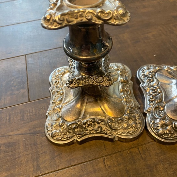 Silver plated BP Ornate Candle Holders - Picture 3 of 8